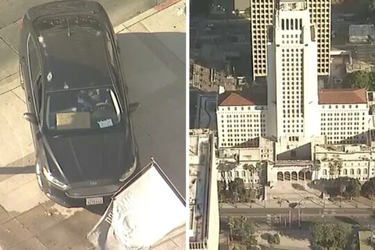 Los Angeles City Hall Evacuated After Car Crashes Into Steps