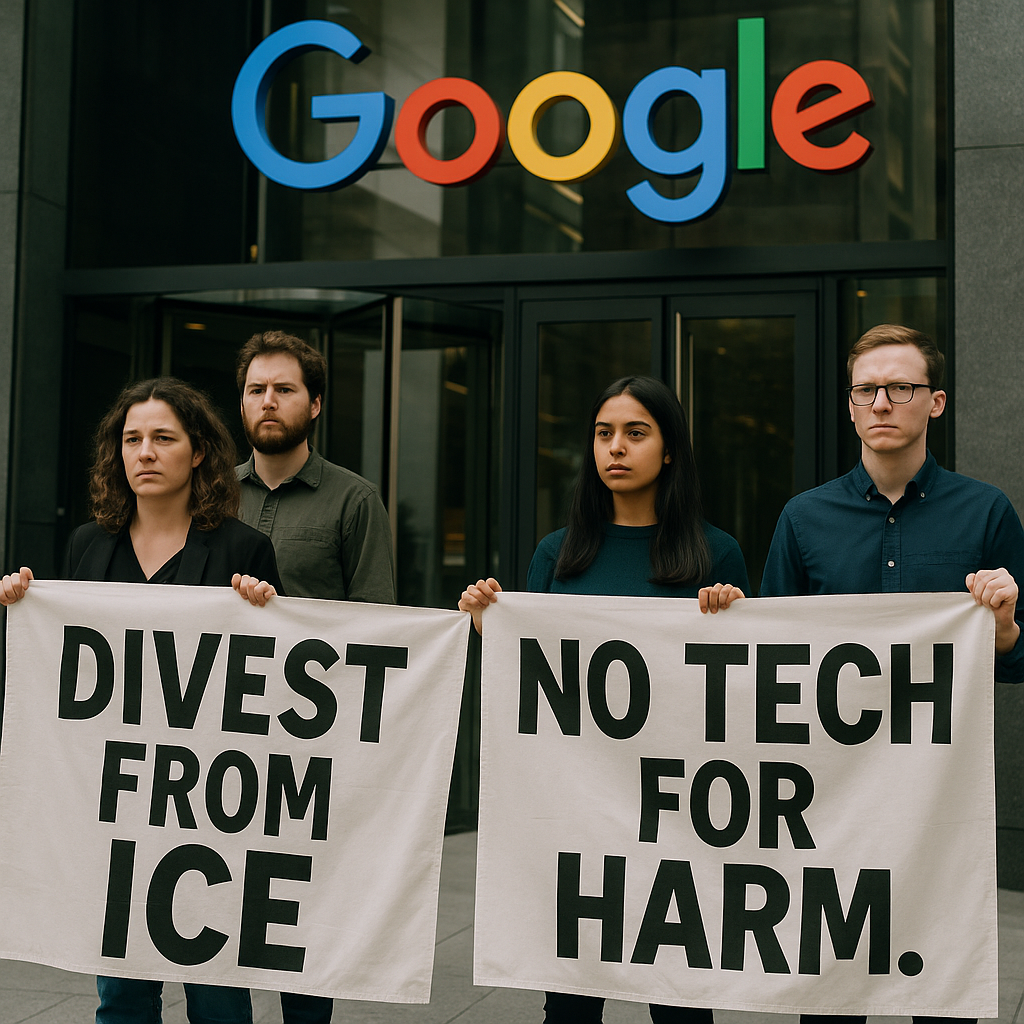 Protesters outside Google office demanding ethical policies