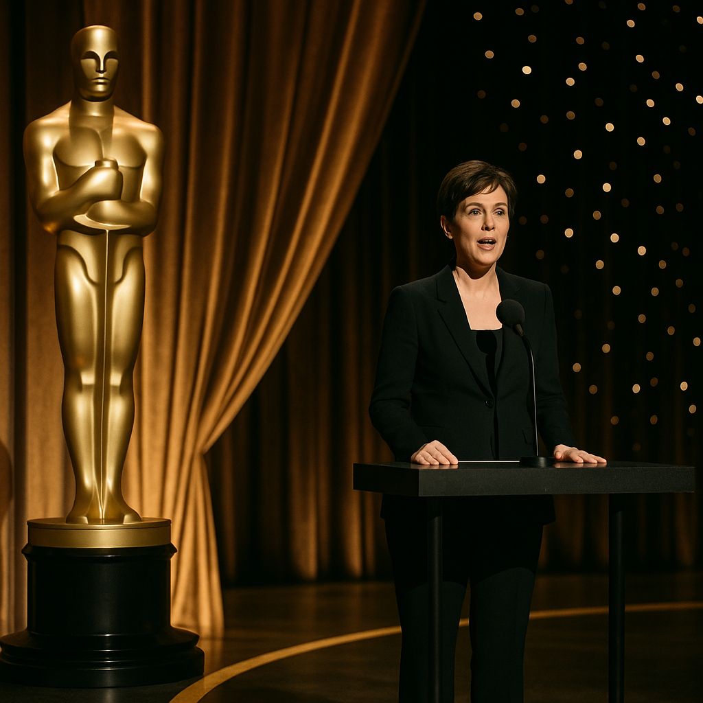 The Academy Awards stage during the announcement of winners
