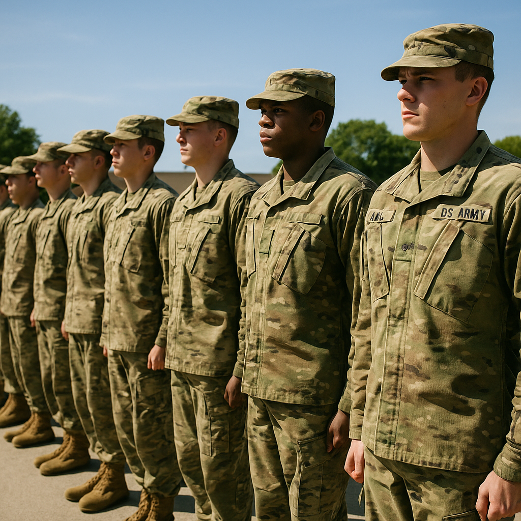 Soldiers standing in formation during basic training