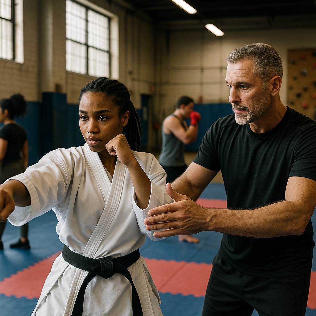Children practicing martial arts in a gym as part of a community program inspired by Chuck Norris