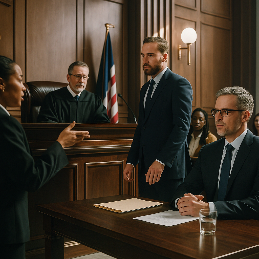 A courtroom sketch of the trial proceedings with Elon Musk and attorneys