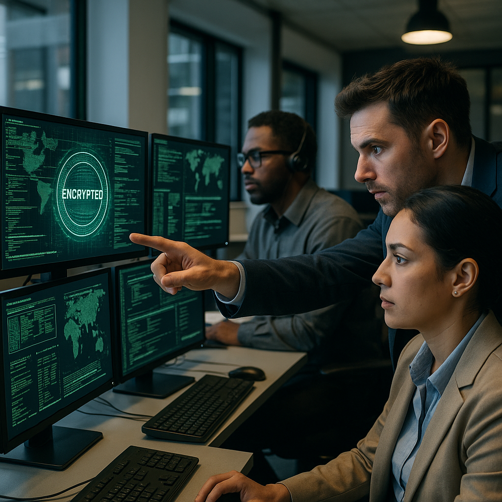 Cybersecurity professionals working on encrypted systems