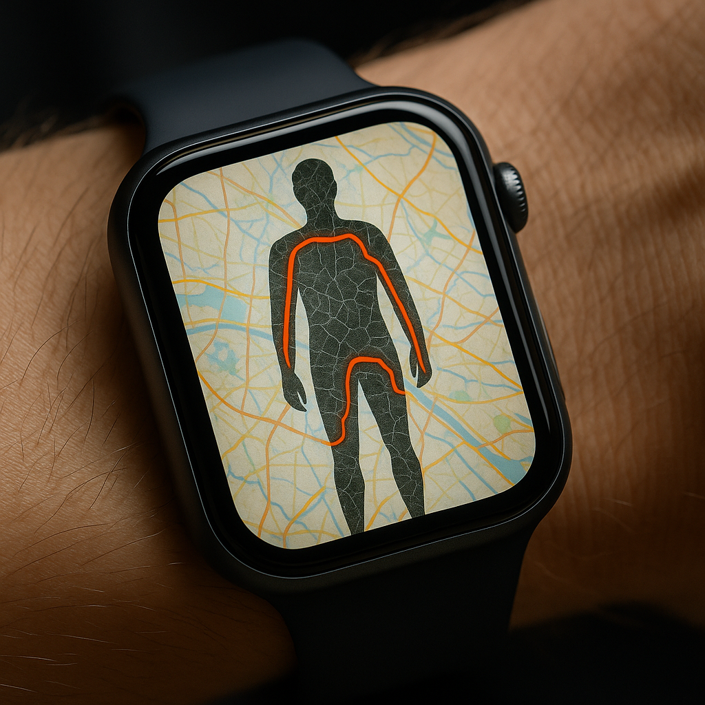 A fitness tracking app interface showing a route mapped on the Mediterranean Sea