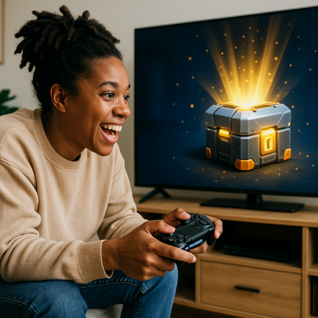A child playing video games on a home console, emphasizing potential age restrictions