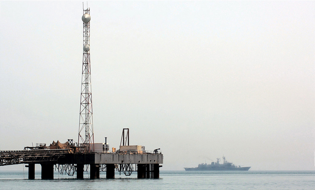 A U.S. Navy aircraft carrier patrolling the Persian Gulf