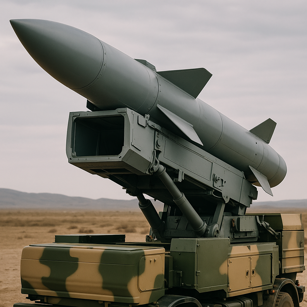 Close-up of modern military missile systems or naval ships in an active backdrop