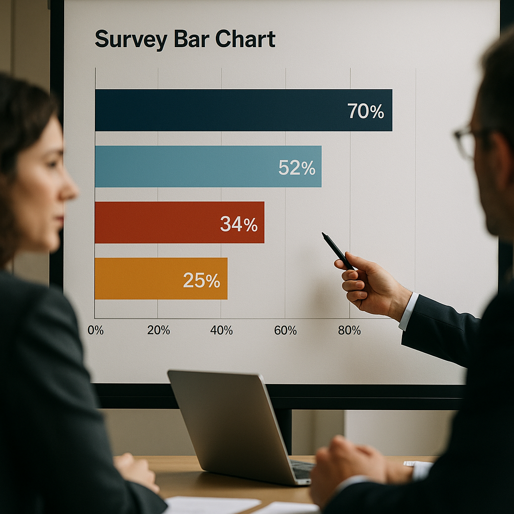 A graphic chart showing survey results with percentages on public opinions, symbolizing consumer insights