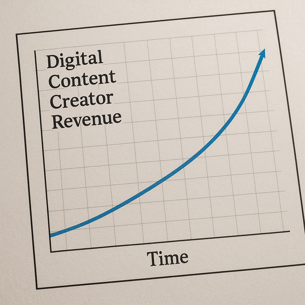 A chart showing the exponential growth of digital creator revenue over the years