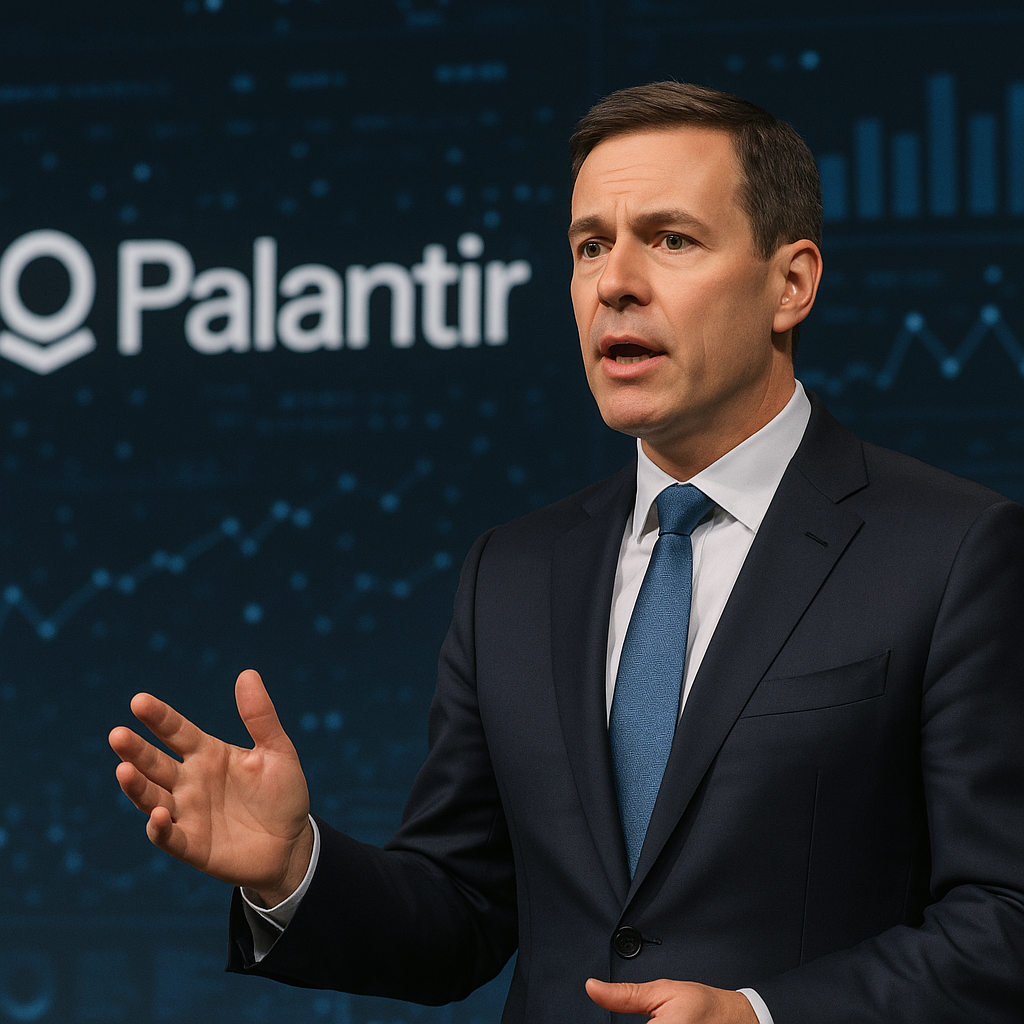 A corporate executive speaking at a technology conference