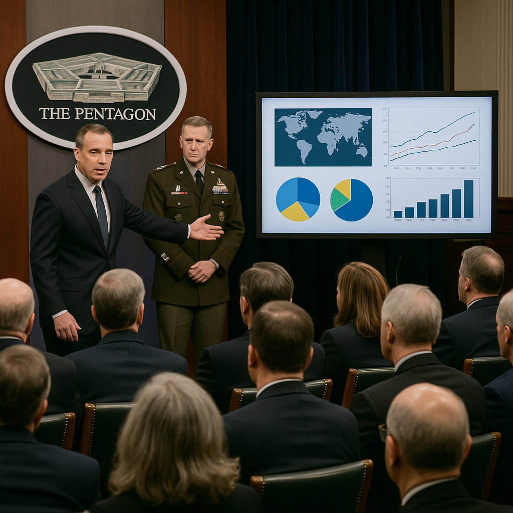 Pentagon officials presenting data at a briefing to Congress