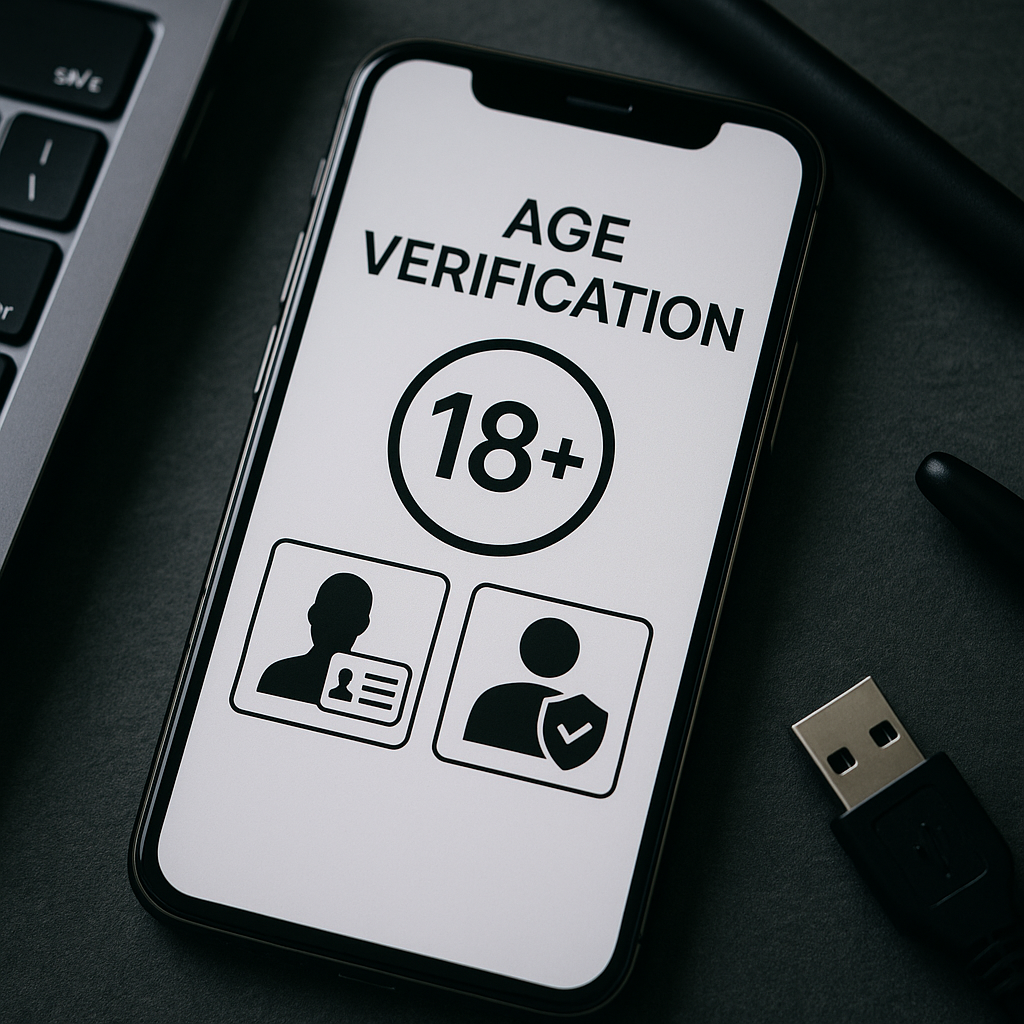 Smartphone screen showing an age verification pop-up with identity checks