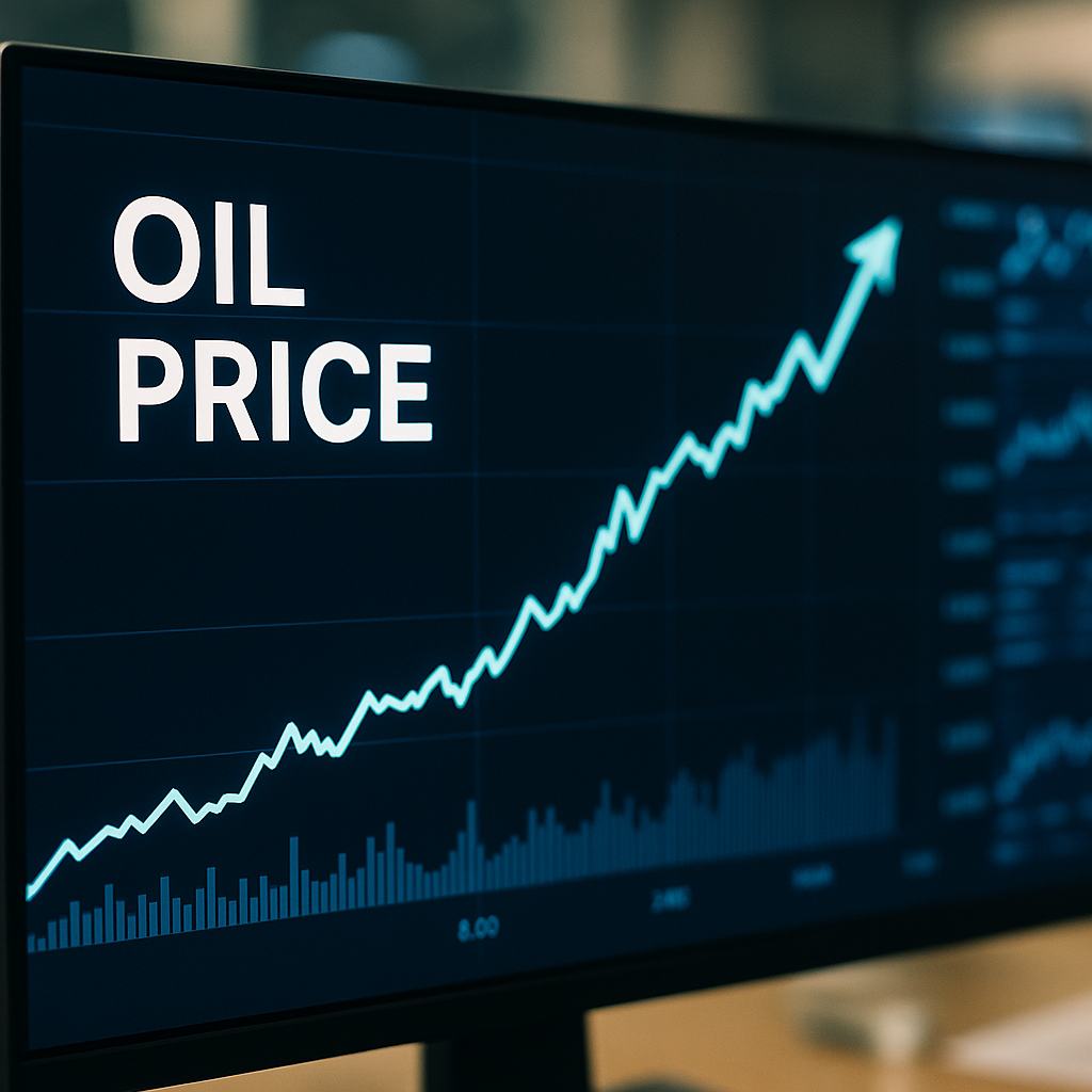 Stock market data showing an upward trend, symbolizing rising oil prices