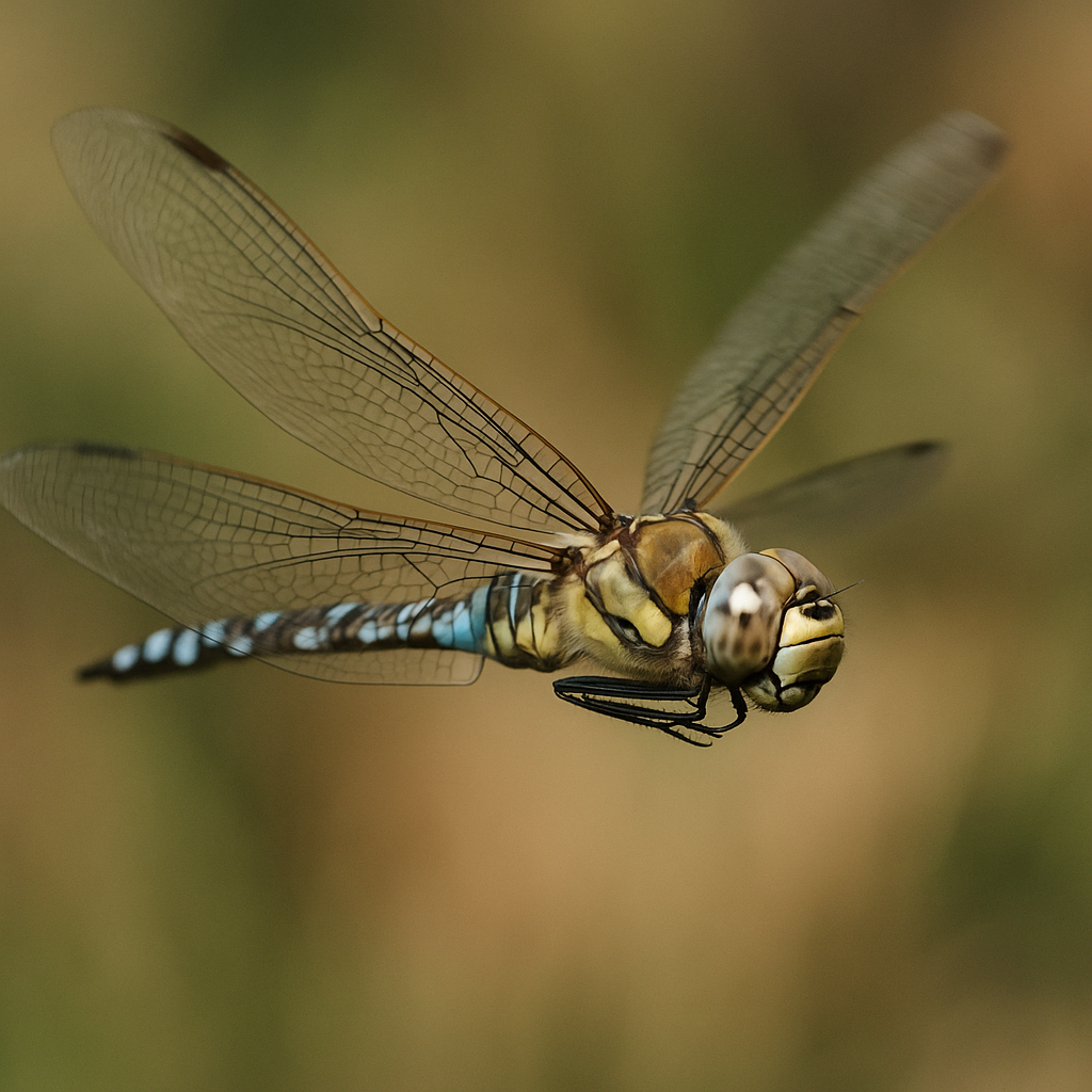 A close-up of a dragonfly in mid-flight to signify natural inspiration