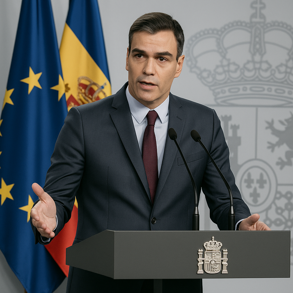 Spanish Prime Minister giving a speech or addressing a political event