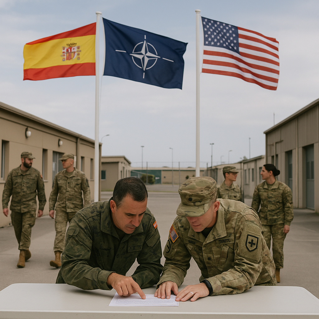 A Spanish military base or symbolic image representing NATO collaboration