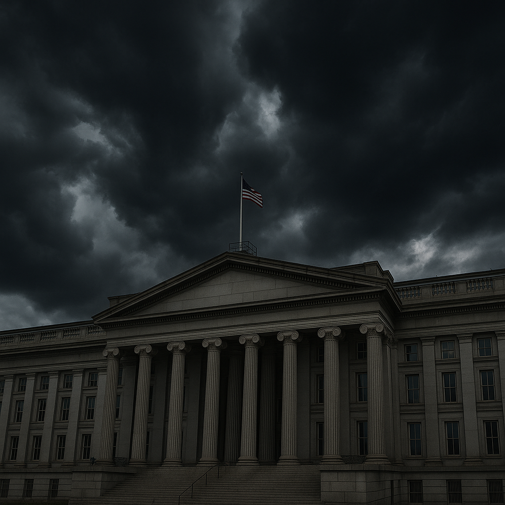 Federal Reserve building on a cloudy day