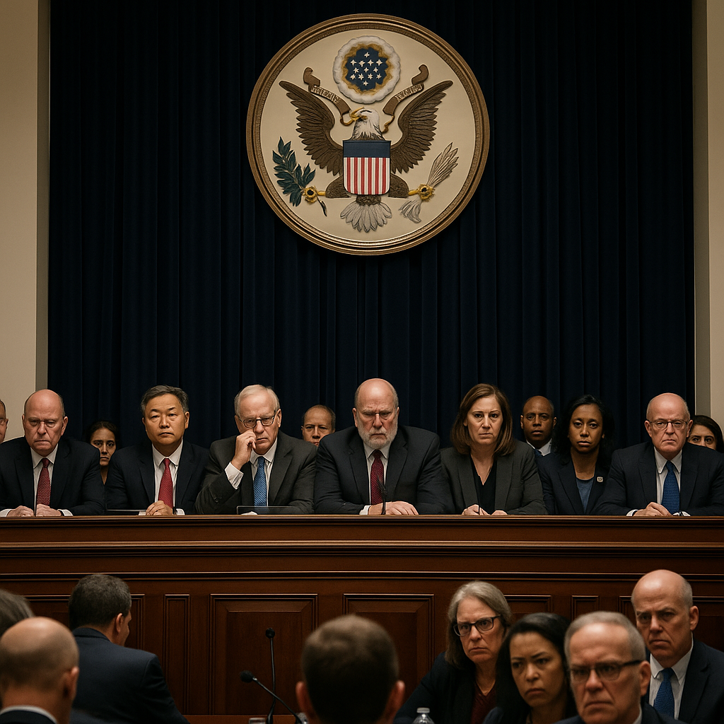 A tense U.S. congressional hearing in session