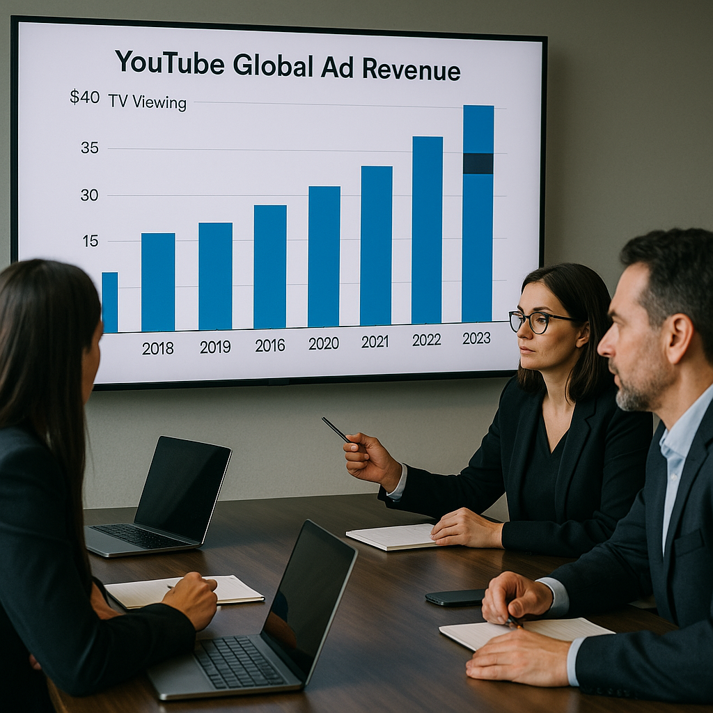 Graph showing YouTube ad revenue versus TV ad revenue trends