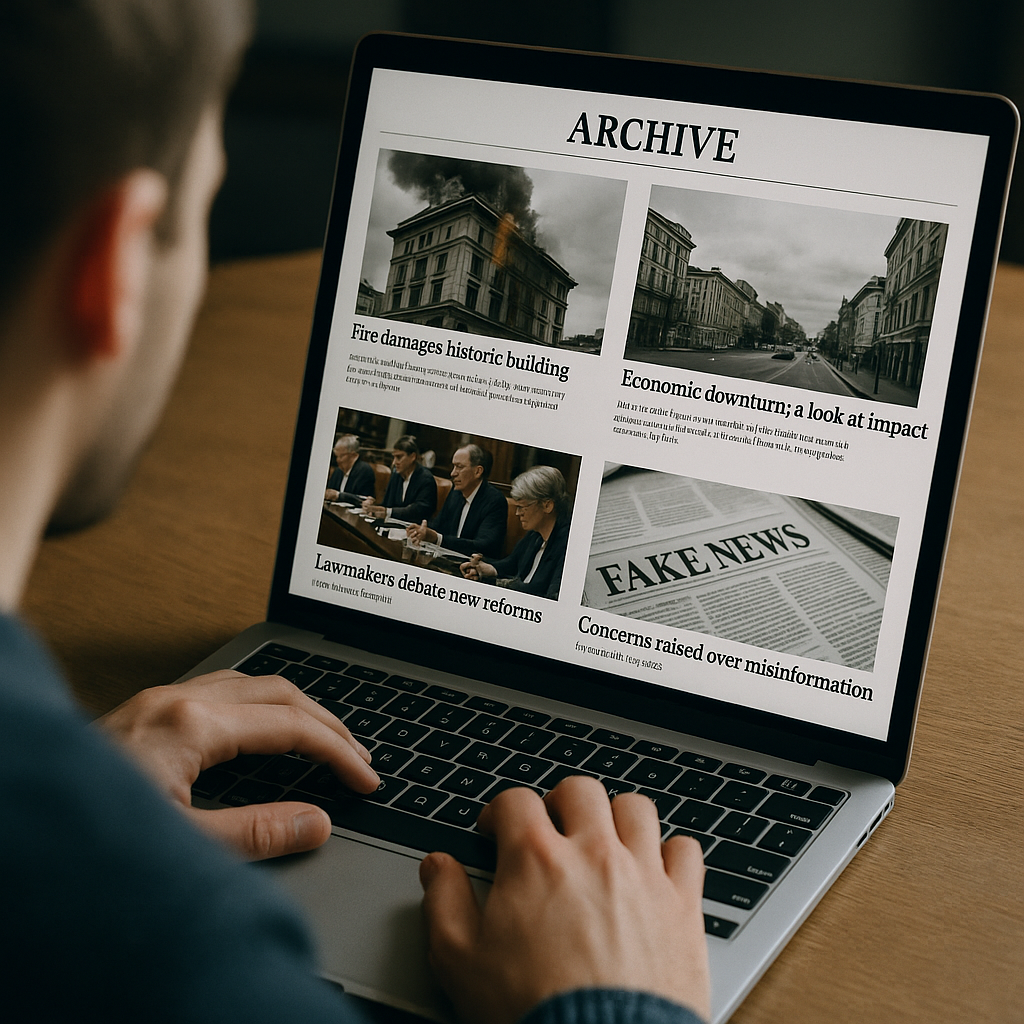 A person using the Wayback Machine on a laptop with archived web pages visible on screen