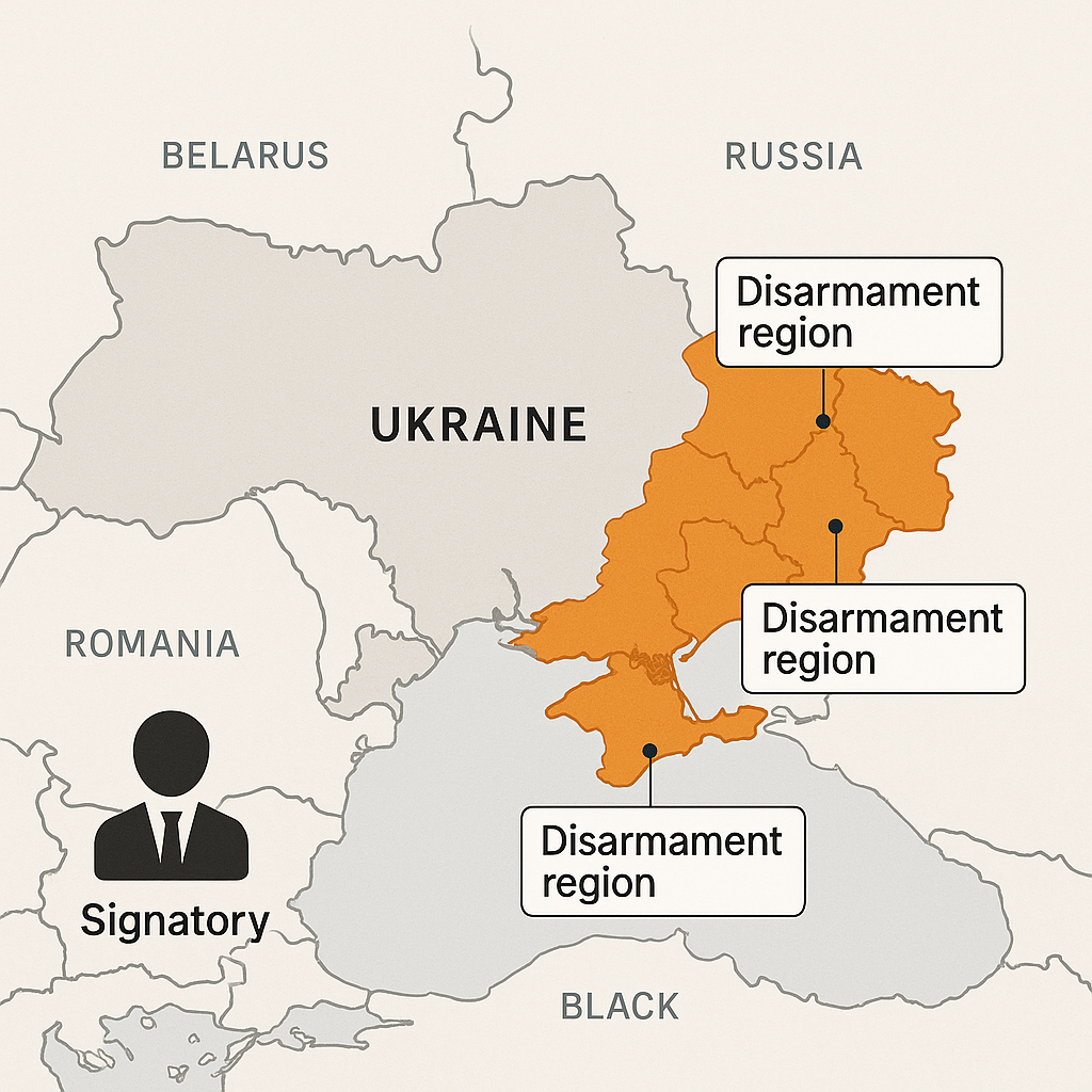 A map illustrating the Budapest Memorandum agreements and signatories