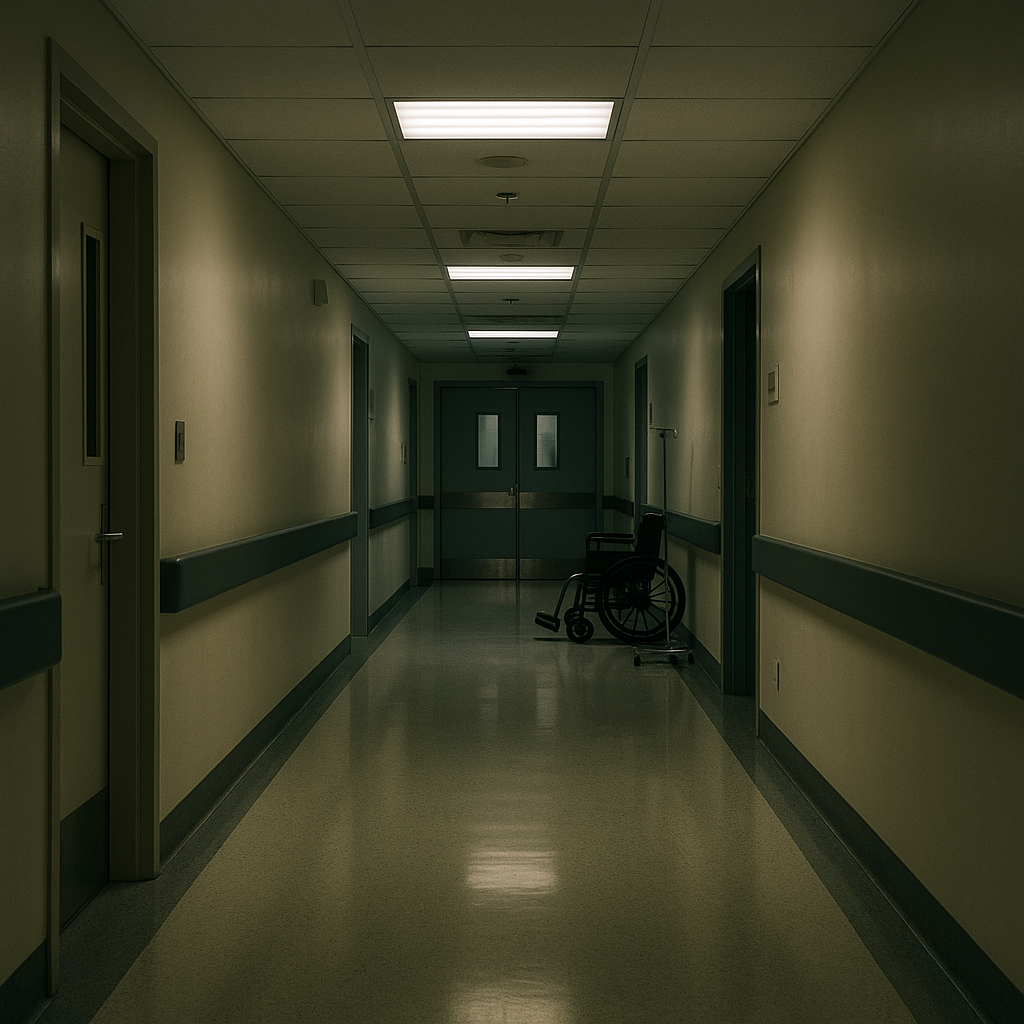 A staged photo of a hospital hallway to represent medical care