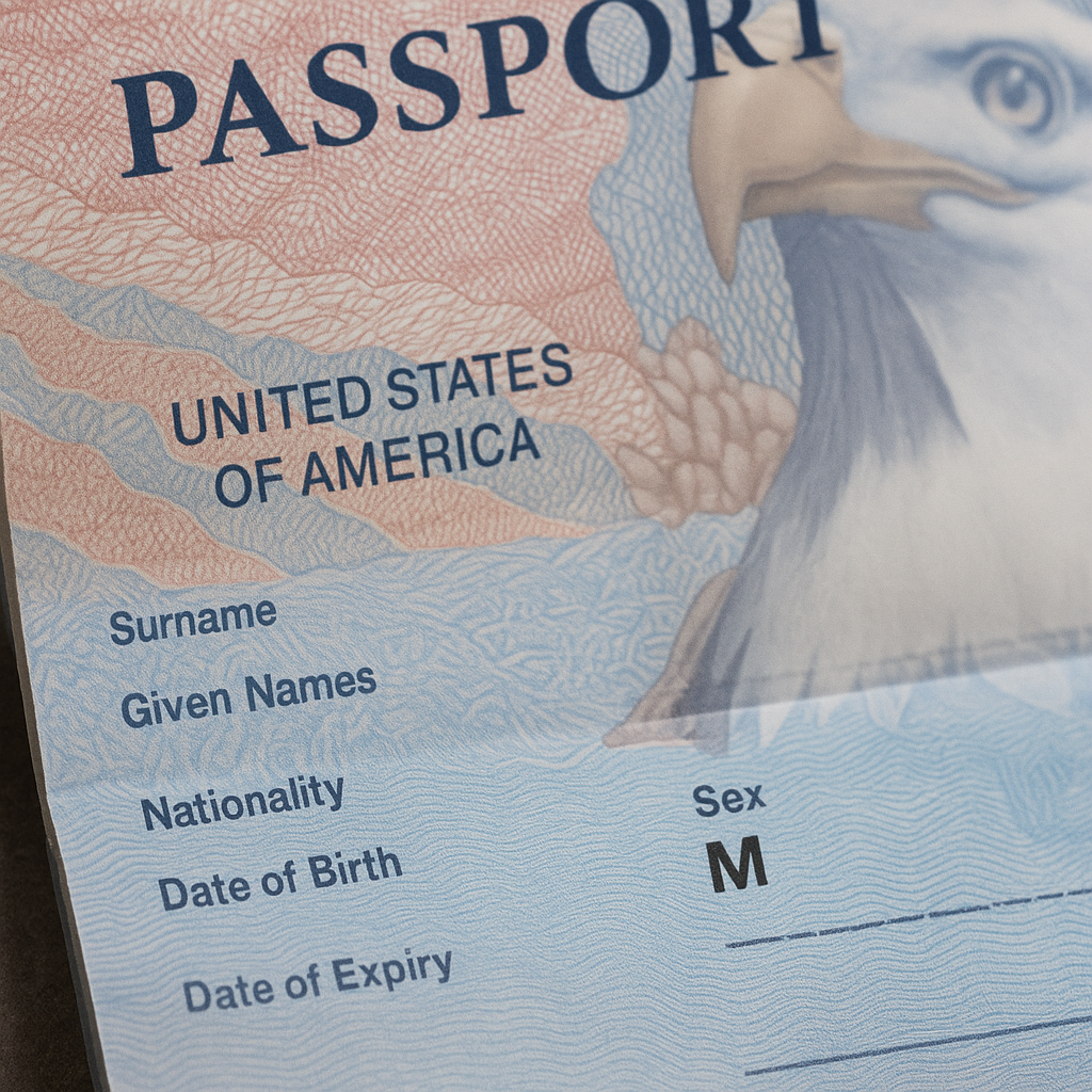 A close-up of a United States passport, showing the gender marker field