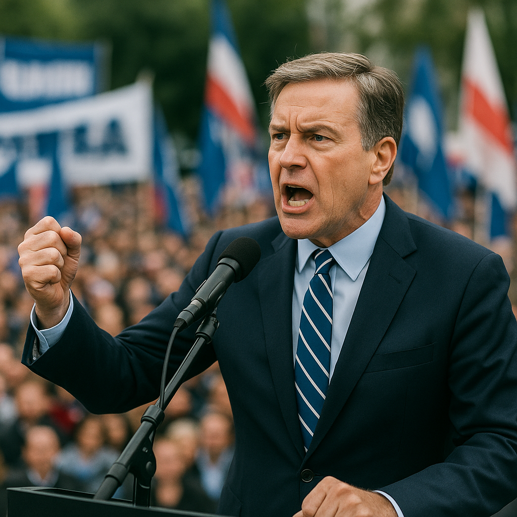 Mark Carney addressing a crowd during his campaign rally