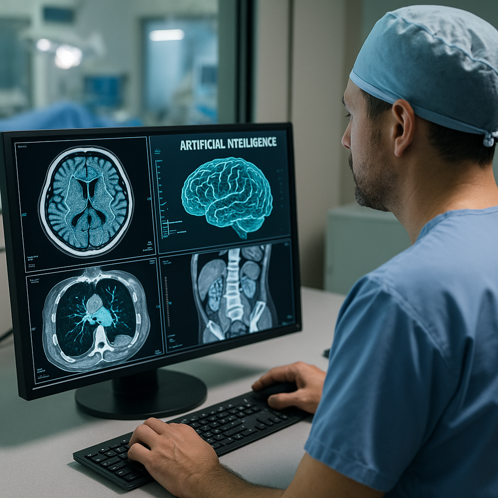 Medical AI interface analyzing imaging data on a large screen