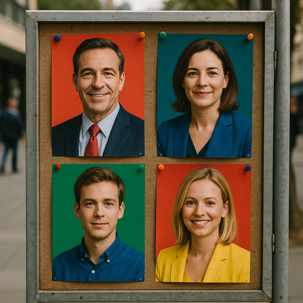 Campaign posters or advertisements for Chris Taylor and Maria Lazar
