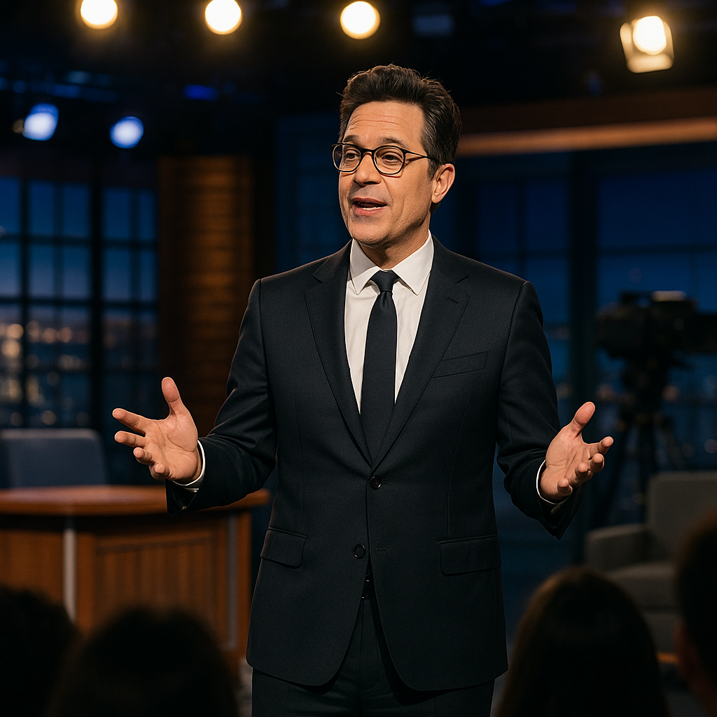 Jimmy Kimmel delivering a monologue on stage