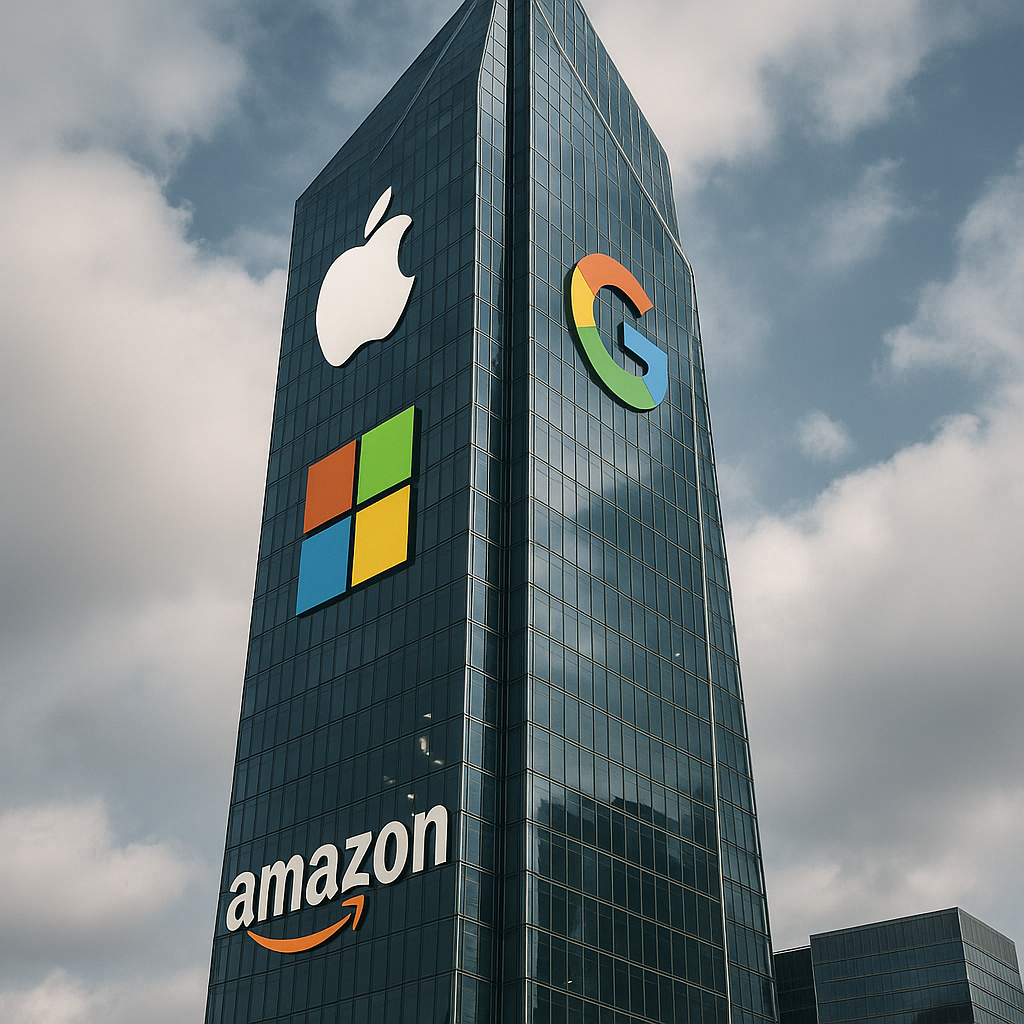 Cutting-edge tech company headquarters or innovation-themed graphic