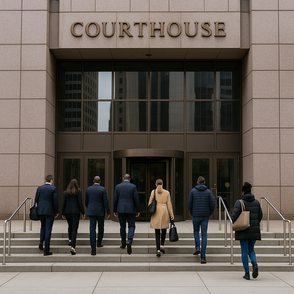 A courthouse building in Minneapolis where legal proceedings are likely to happen