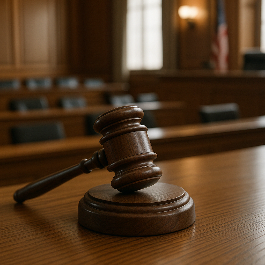 A gavel resting on a block in a courtroom setting to symbolize the legal ruling
