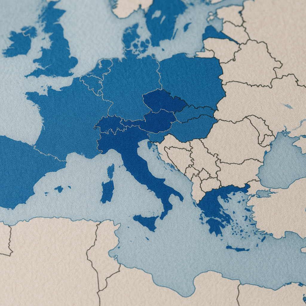 A map highlighting NATO countries, with Italy marked prominently amid Mediterranean details
