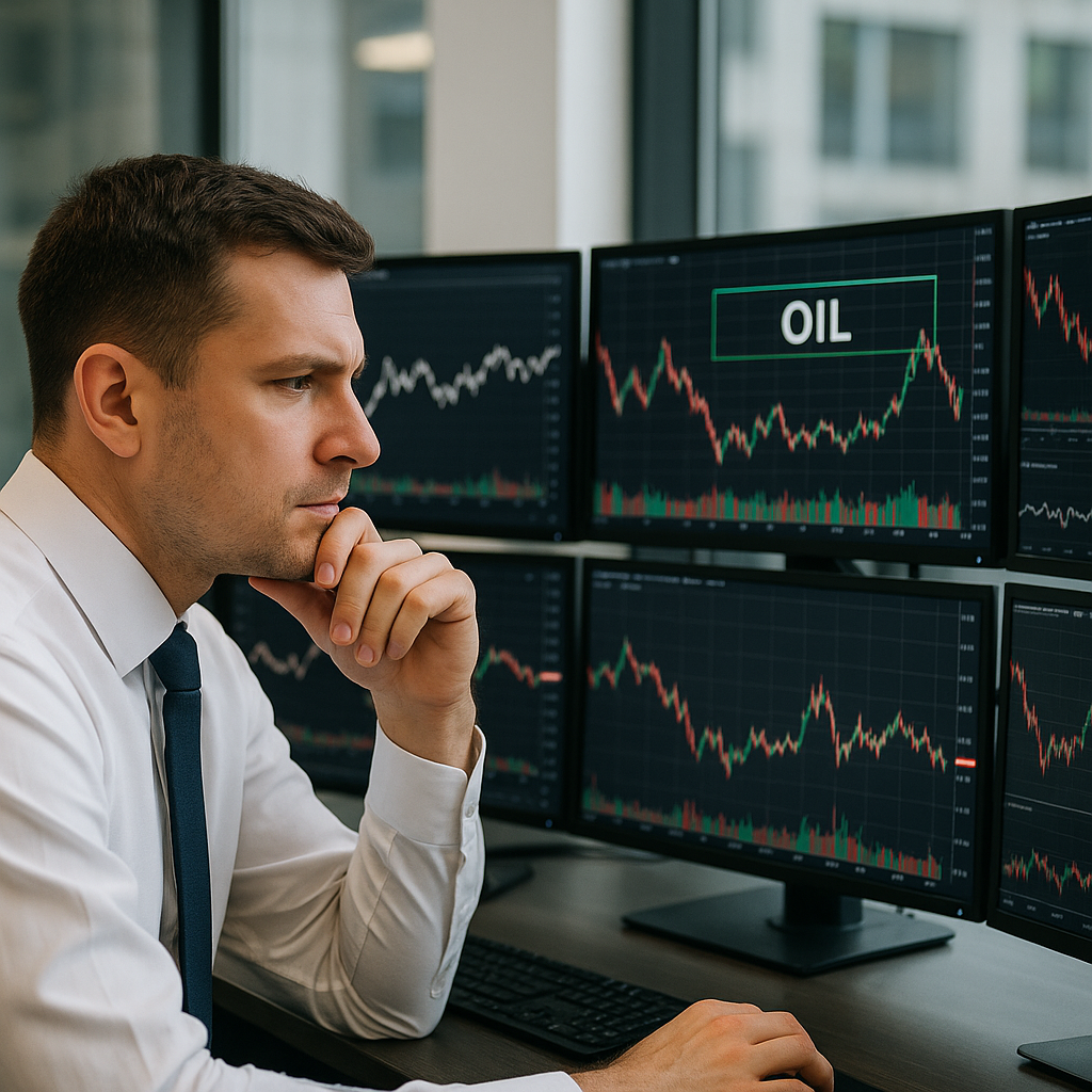A trader analyzing stock charts on multiple monitors