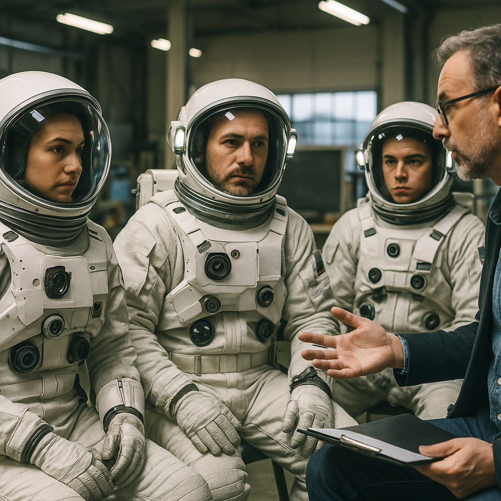 Ryan Gosling discussing his role with Katy Perry in a training setting