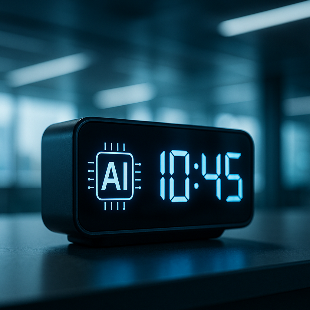 Software engineers working on a complex AI interface in a futuristic lab-like setting