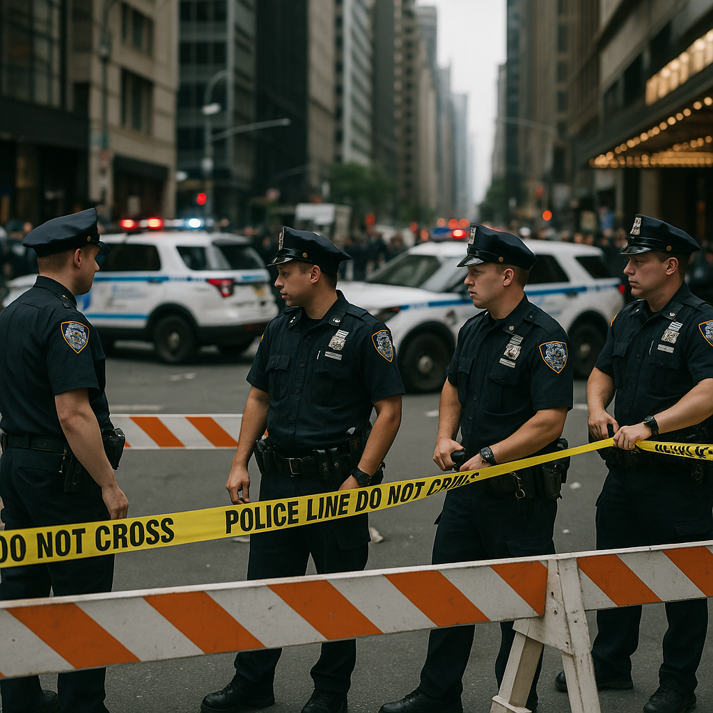 Law enforcement at the scene of a security crisis near a prestigious gala event