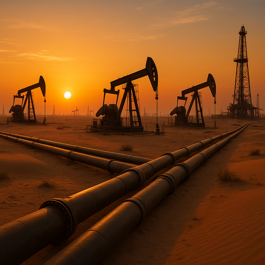 UAE oil fields at sunset