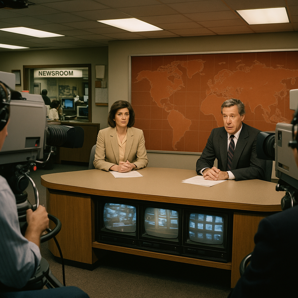 Ted Turner in a CNN studio during its early days