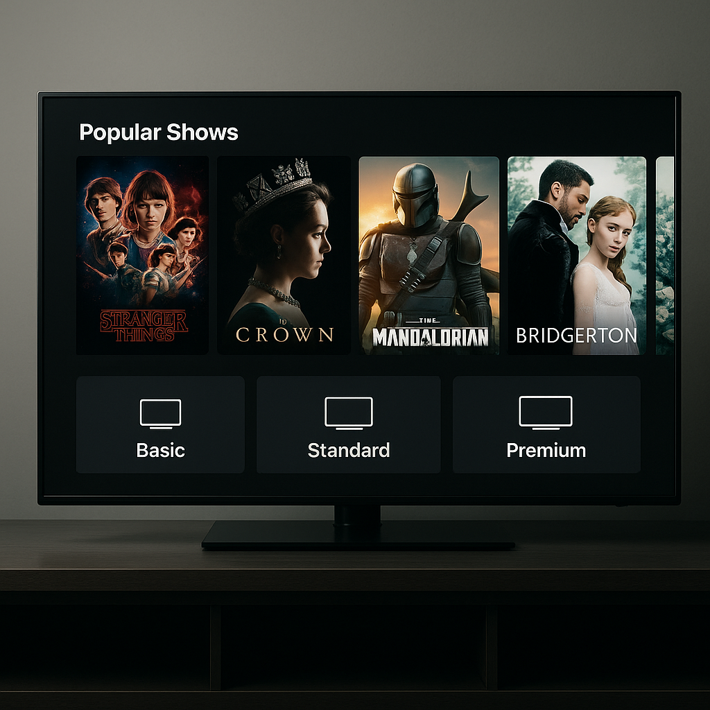 A digital streaming dashboard showcasing various service options