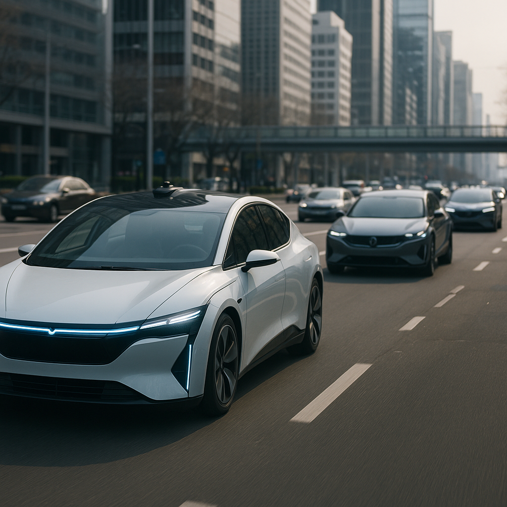 Fleet of automated vehicles on a public road