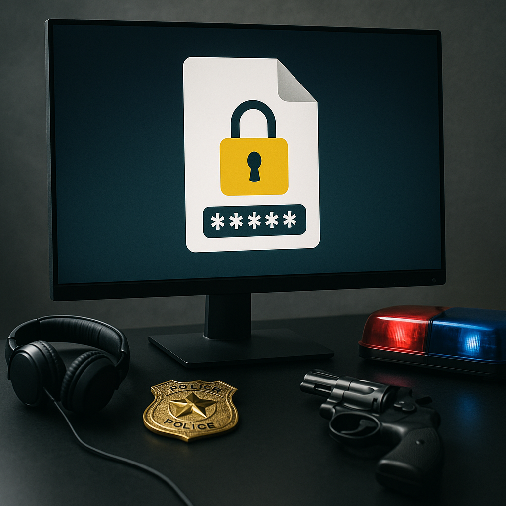 A representation of encrypted files on a computer screen, symbolizing digital privacy versus law enforcement needs