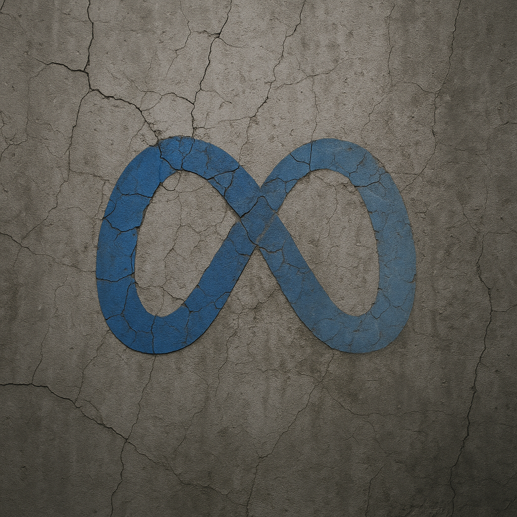 Symbolic image of Meta's logo fading or crumbling