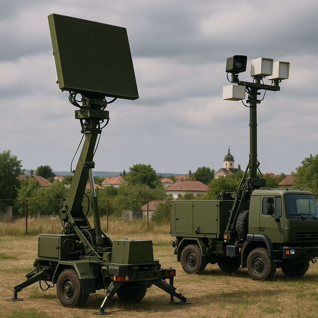 Military radar and anti-drone systems in operation, symbolizing Romania's heightened defenses