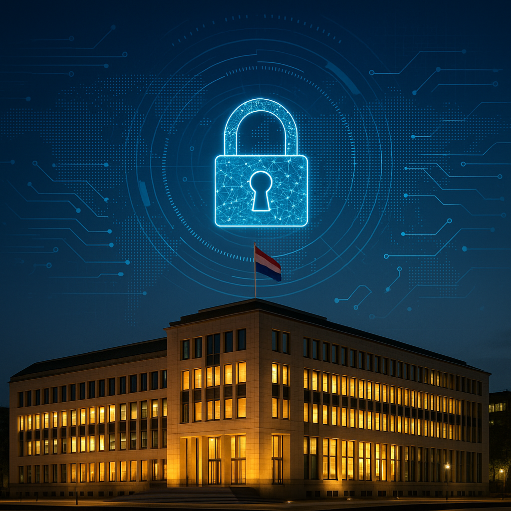 Dutch government building or cityscape symbolizing governance and technology