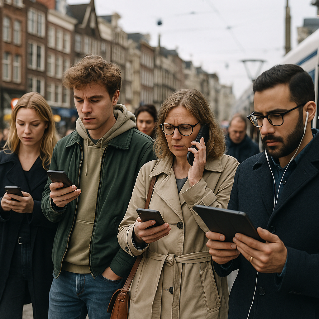 People in the Netherlands using mobile devices in daily life