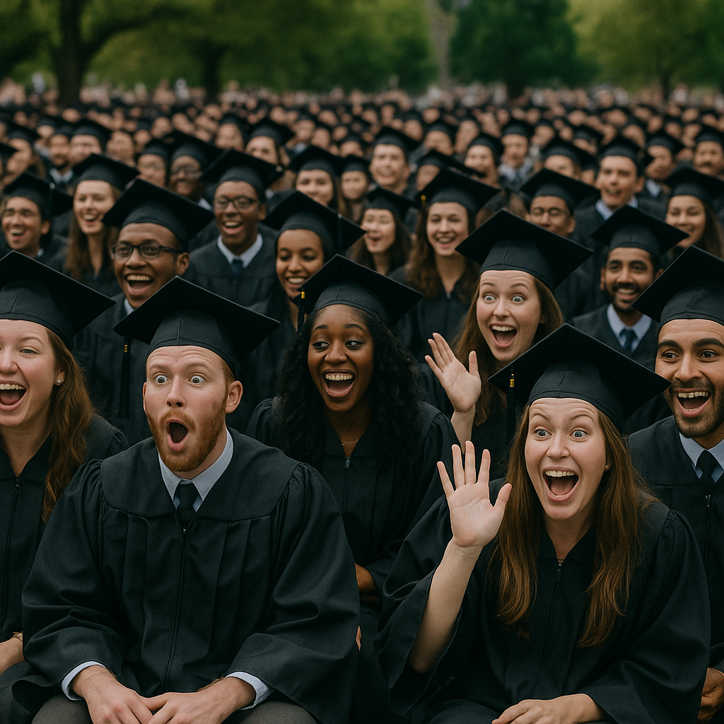 Graduating students at a commencement ceremony in regalia