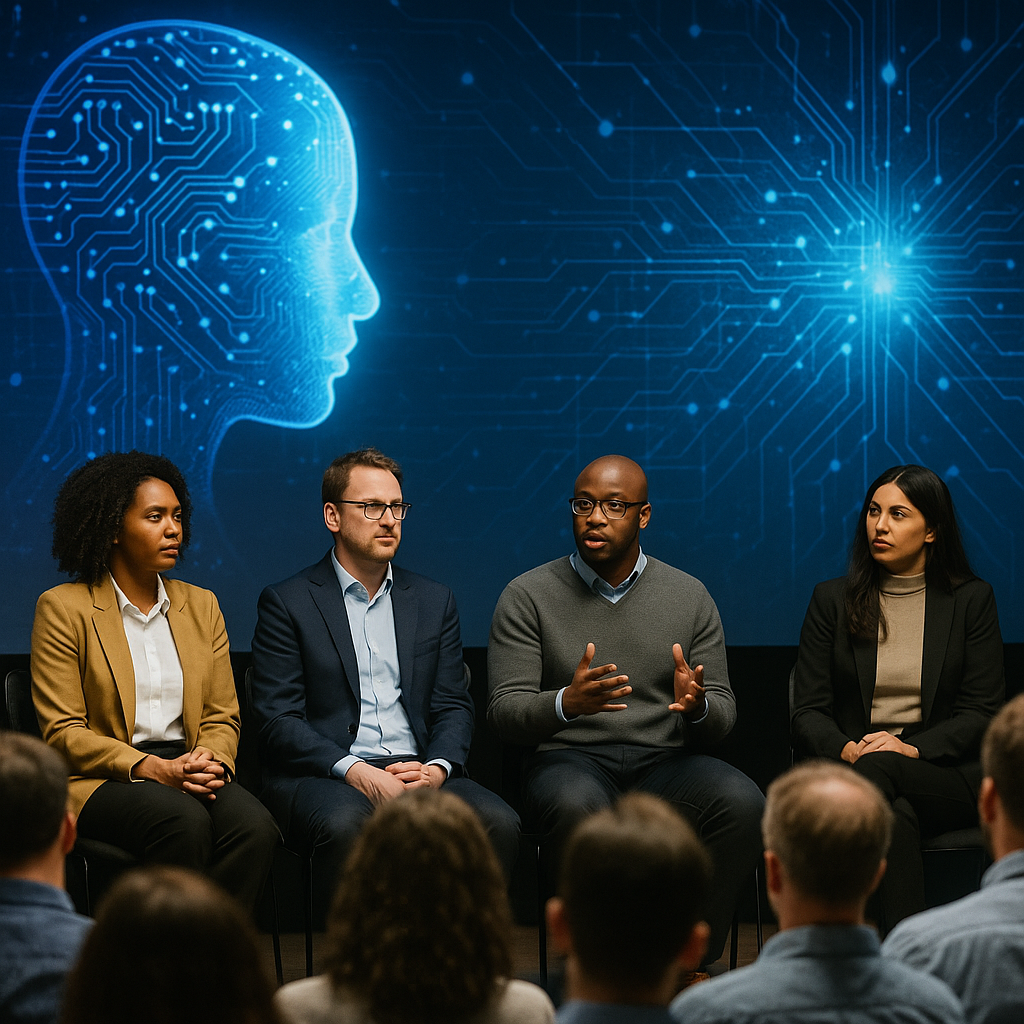 Panel discussion on AI ethics and industry impacts at a tech conference